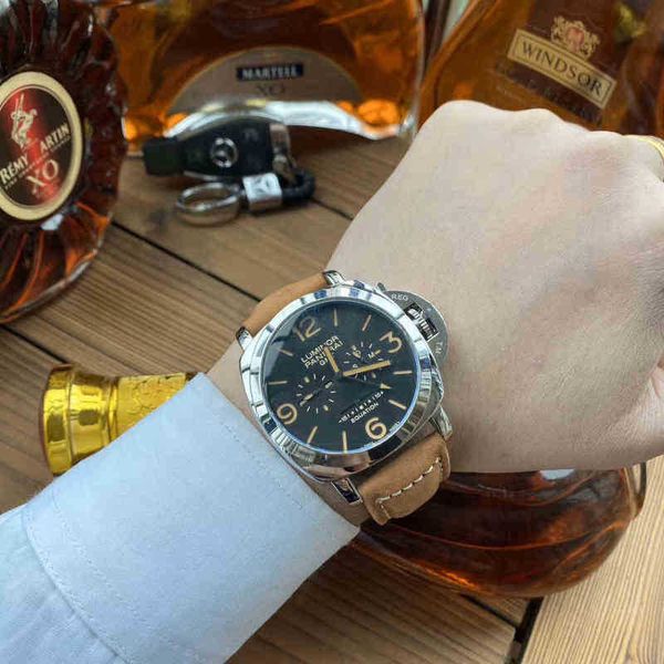 

aaaaa vspanerais versatile casual fashion men's watch with stainless steel luxury sports chronograph, Slivery;brown