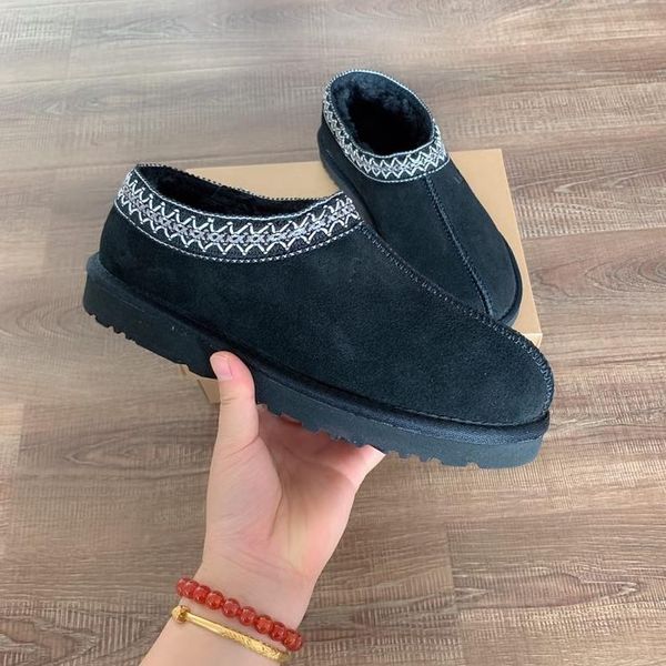 

australia brand new classic ankle snow boots tasman reindeer brown slippers womens thick bottom shearling slipper slides winter warm boot wo, Black
