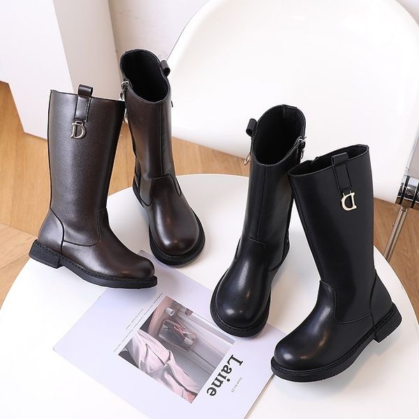 

boots japanese style kids fashion simple high for catwalk girls versatile spring metal decor classic child casual 221121, Black;grey