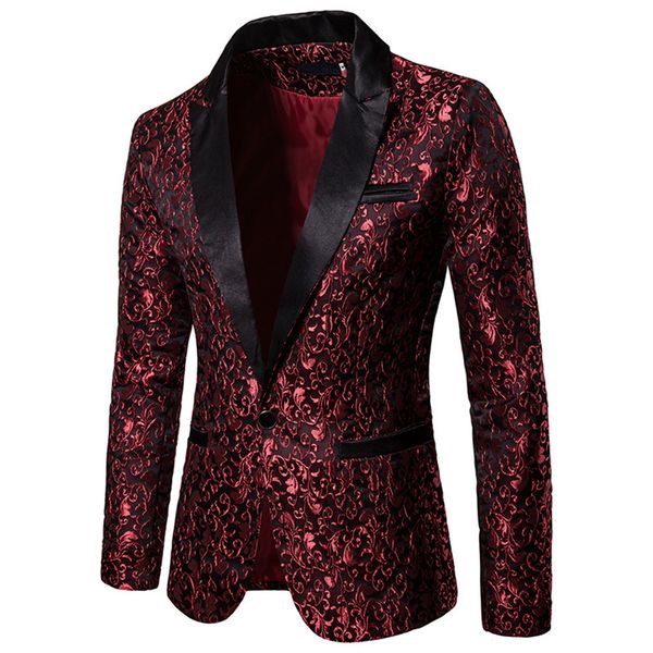 

men's suits blazers gold jacquard bronzing floral suit mens single button jacket wedding dress party stage singer costume 221121, White;black