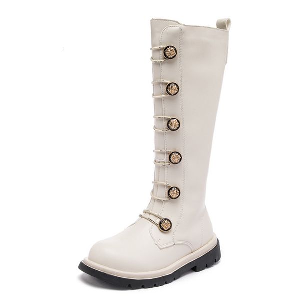 

boots girls martin autumn winter children' plus velvet big boy rider leather princess 221121, Black;grey