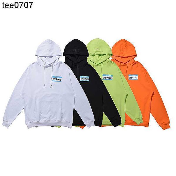 

designer vetements men's and women's patch hooded pullover fashion long sleeve versatile sporty sweater essential hoodie size xl, Black