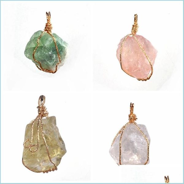 

pendant necklaces natural stone female pendant handmade color line wrapped original necklace amethyst pink quartz fashion simple dro dhipj, Silver