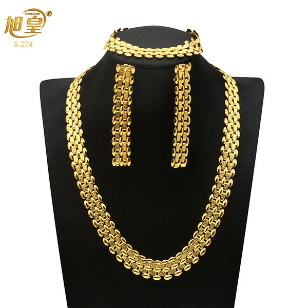 

wedding jewelry sets xuhuang african dubai plated set for women necklace bracelets earrings bohemia indian gold color jewellery gifts 221119, Slivery;golden