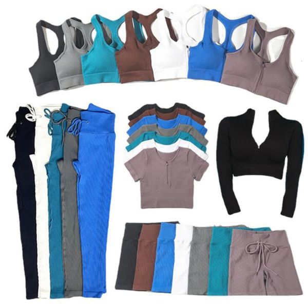 

yoga outfits 1235 pcs women seamless workout clothing gym yoga set fitness sportswear crop sports bra leggings active wear outfit suit 22112, White;red