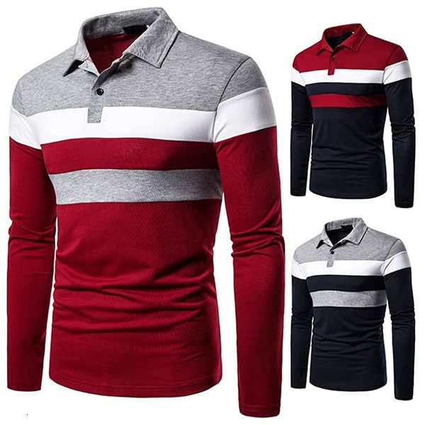 

men's casual shirts men's long sleeve contrasting colors polo tshirt casual polo shirts 221121, White;black