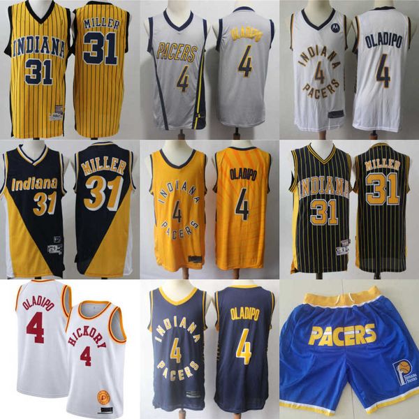 

indiana''pacers''men jersey throwback reggie 31 miller victor 4 oladipo basketball shorts''nba''bask, Black;red