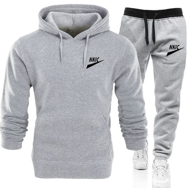 

new men sets tracksuits fashion sporting full suit brand patchwork zipper sweatshirt sweatpants mens clothing 2 pieces sets slim tracksuit, Gray