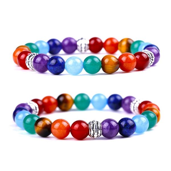 

beaded 8mm amethyst 7 chakra stone bracelet strand red agate yoga gemstone beaded bracelets wristband for men women fashion jewelry dhus6, Black