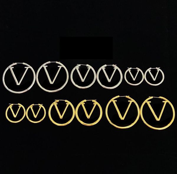 

2023 designer earring fashion gold hoop earrings for lady women party earring with box new wedding lovers gift bride engagement jewelry, Golden;silver