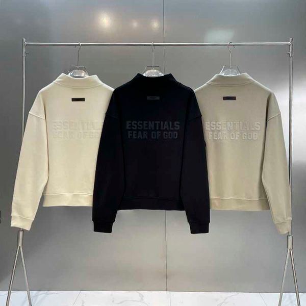 

men's hoodies essentials designer sweatshirts women's pullover fear god double trendy brand high loose and women's collar zip, Black