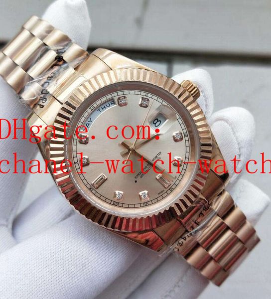 

real p men's sports wrist watches 218235 18k rose gold champagne diamond dial mens automatic mechanical watch, Slivery;brown