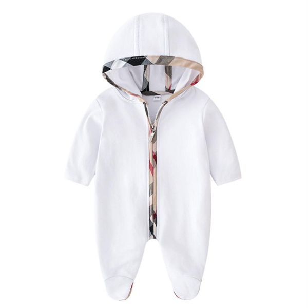 

baby kids romper infant boys plaid hooded jumpsuits toddler girl patch lattice long sleeve climb clothes newborn kids cotton diape311v, Blue