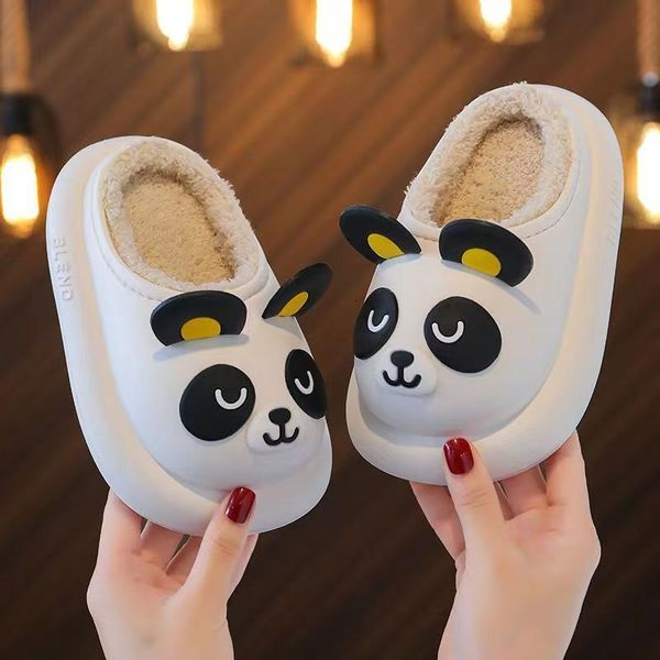 

slipper winter children' warm cotton slippers cute cartoon boys and girls indoor home non slip floor baby 221121, Black;grey