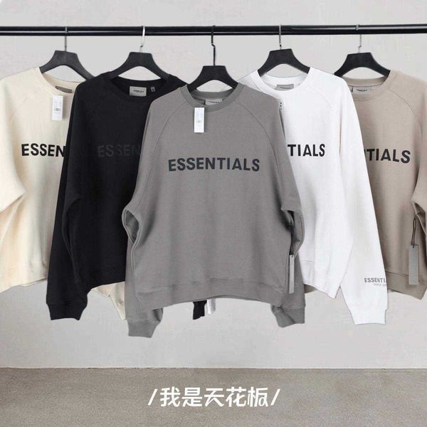 

mens women designers essentials hoodies winter warm long sleeve fear god cotton round neck pullover sweatershirts, Black