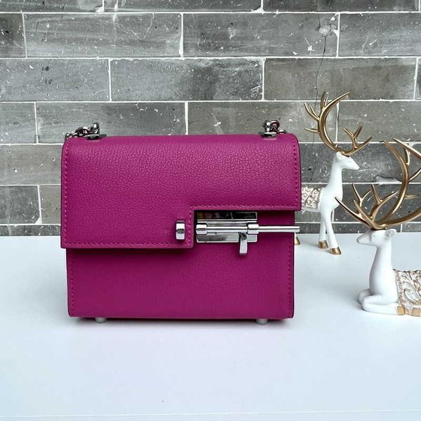 

sell designer bags on the 2023 new goat cowhide bolt chain small square stewardess crossbody female mechanism