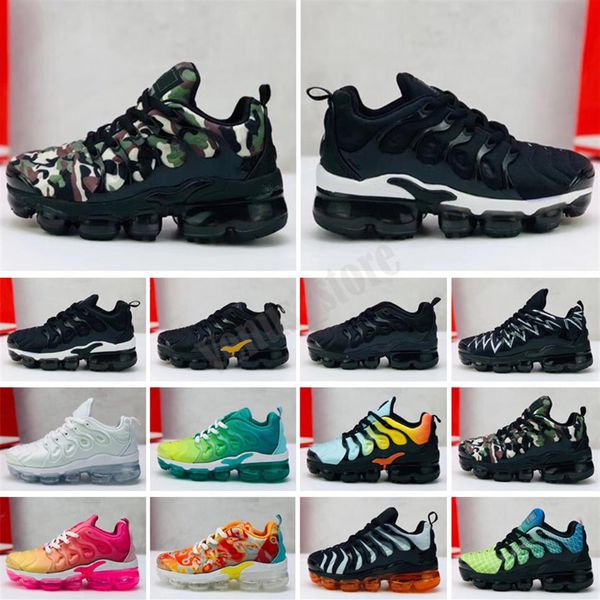 

new kids tn plus baby boy girl children athletic shoes fashion designer sneaker outdoor black white multi camouflage running shoes328s