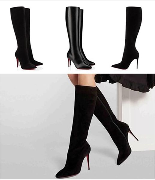 

red soles shoes woman long boots heels shoes boot for women's tournoi black suede eloise botta 85mm leather tall booties pointed toe wi