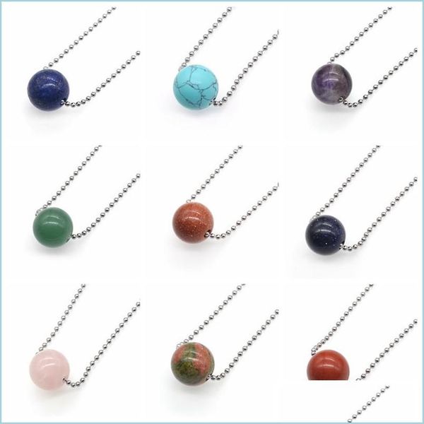 

pendant necklaces fashion hole beads natural gem stone adjustable necklace with bead chains jewelry drop delivery necklaces pendants dhu4v, Silver