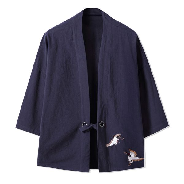 

men's jackets kimono cardigan japanese style men samurai haori clothing crane embroidery traditional vintage yukata asian clothes men 2, Black;brown