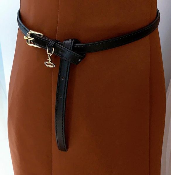 

pendant belt narrow soft fashion commuter dress belt for men and women, Black;brown