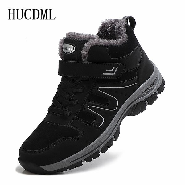 

boots winter men suede warm snow women outdoor work casual shoes high high-non-slip ankle 221121, Black