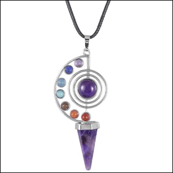 

pendant necklaces fashion point making pendant wholesale healing stone yoga 7 seven chakras jewelry heal sign symbol charm for gift dhics, Silver