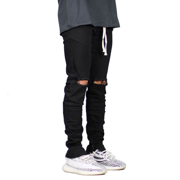 

men's jeans high street fashion personality trend trousers big hole lace black clothing men 221119, Blue