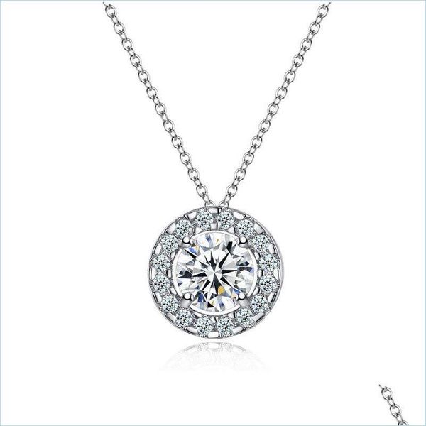 

pendant necklaces cubic zirconia diamond necklace crystal ring pendant women necklaces wedding fashion jewelry drop delivery pendants dhisl, Silver