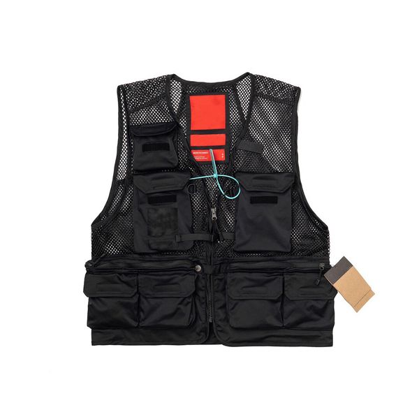 

spring and autumn new men's and women's vest coat multi pocket co branded style limited sale customized buttons brenda embroidery, Black;white