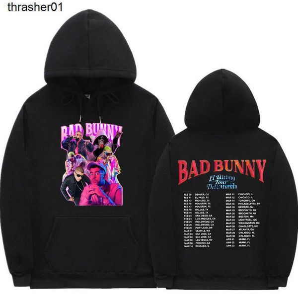

men's hoodies sweatshirts designer bad bunny hoodie spring new 2022 sweatshirts men women fashion streetwear hoodie, Black