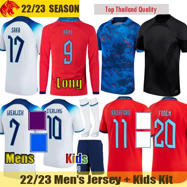 

2022 england soccer jerseys kane wilson grealish world cup sterling fans player rashford foden saka football shirt mount mens long jersey sh, Gray