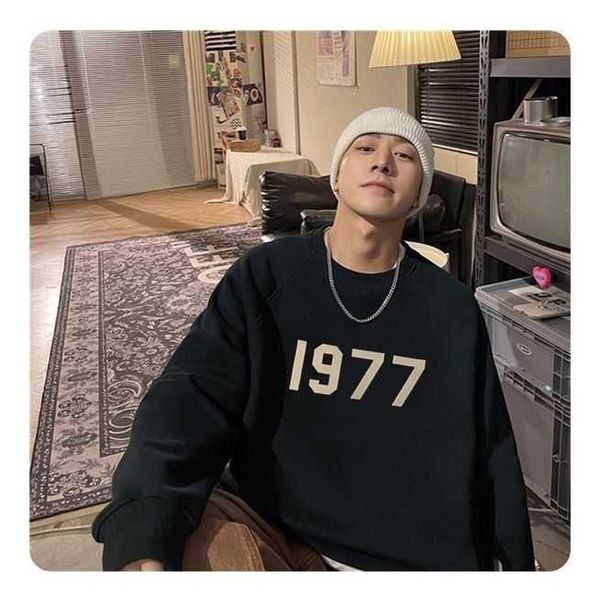 

men's hoodies essentials designer sweatshirts women's pullover double oversize loose sweater and women's autumn winter flocki, Black