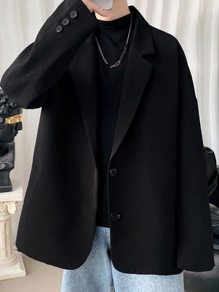 

men's suits blazers gmiixder kpop men blazer suit men casual suit jacket high street handsome large size coat british style trend stree, White;black