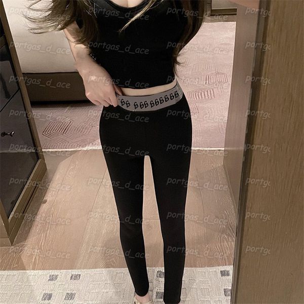 

letters webbing womens pants black tight slim leggings fashion street style autumn spring trousers