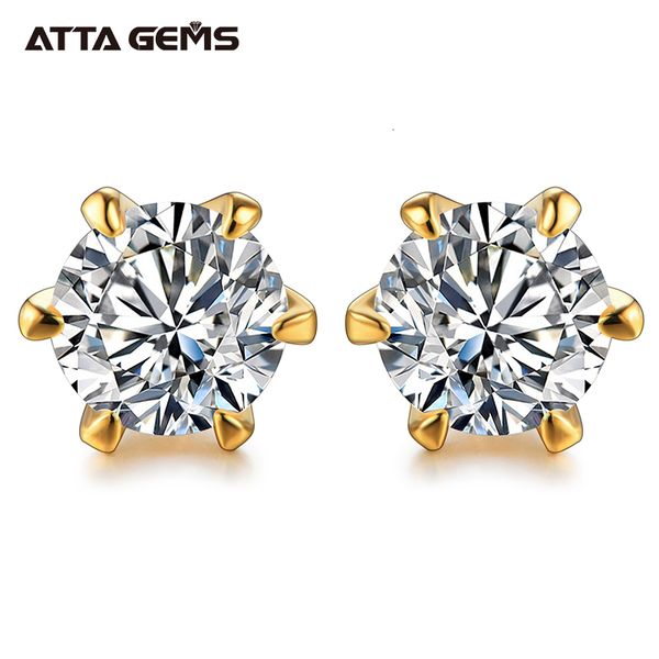 

stud 18k gold plated 051 carat d color gemstone earrings for women solid 925 sterling silver solitaire fine jewelry 221119, Golden;silver