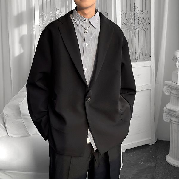 

men's suits blazers luxury classic black blue khaki japan style men's casual autumn spring fashion brand loose long suit 221121, White;black
