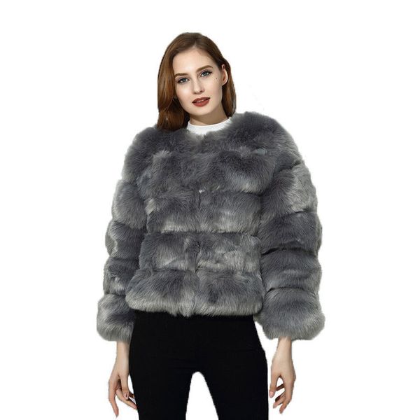

women's fur faux fluffy coat women winter jacket fashion thick warm overcoat coats female casual party 221119, Black