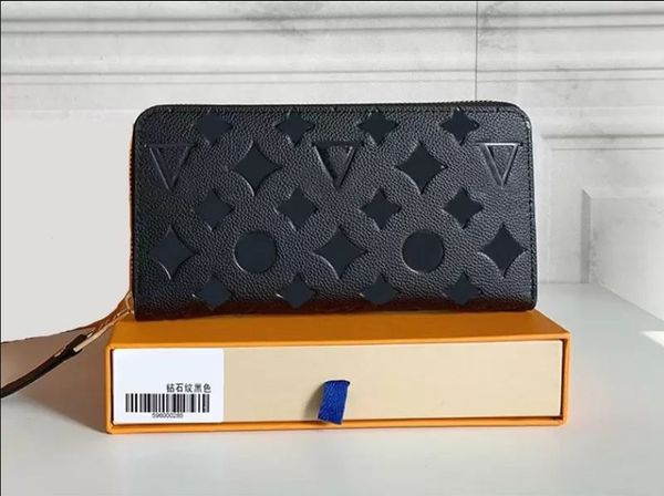 

designers zippy wallet soft leather mens womens iconic textured fashion long zipper wallets coin purse card case holder wih box louise women, Red;black