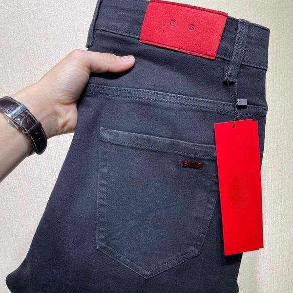 

puls szie mens jeans casual trousers hb designer pants letter embroidery higher version fashion jeans, Blue