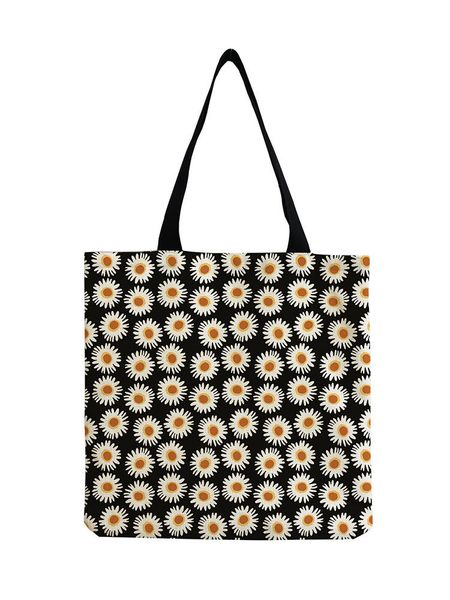 

evening bags refreshing art open belt tote for lady daisy plant floral womens handbag eco friendly large capacity carrying a schoolbag 22111