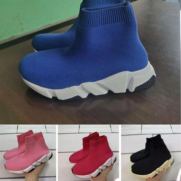 

triple s pual warmer knit city sock lightweight children running shoes boy girl youth kid sport sneaker size 24-352011, Black