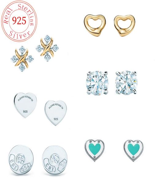 

925 sterling silver studs earring women039s earrings original fashion luxury brand jewelry festival commemorative gift ttiff ea6468179, Golden;silver