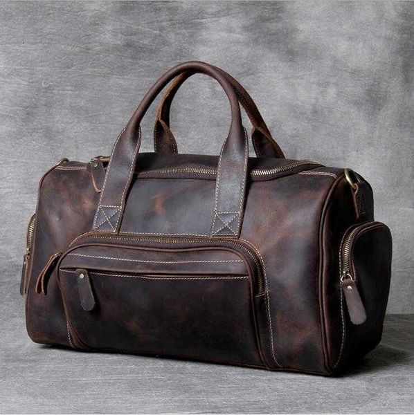 

designer bag maheu 2022 fashion bags brand designer business trip travel for man outdoor genuine leather shoe duffle bag male coffee black