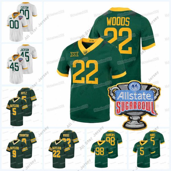 

american college football wear ncaa baylor bears 2022 sugar bowl college football jersey jt woods jalen pitre abram smith r.j. sneed dillon, Black