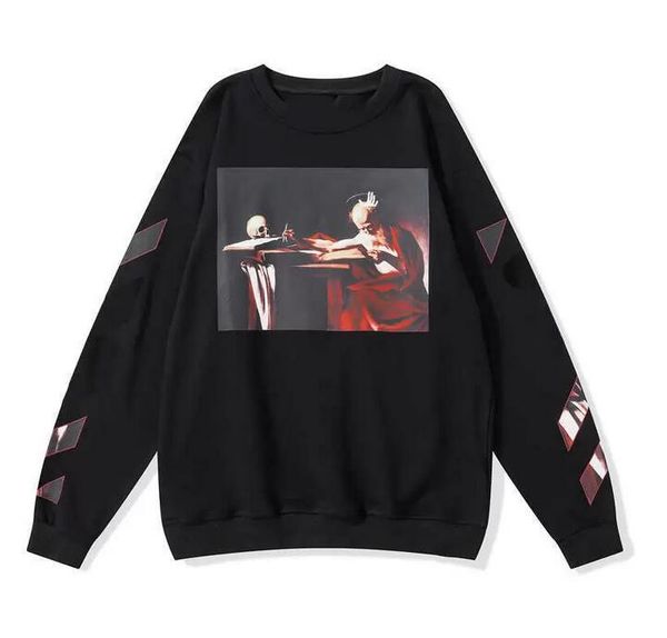 

fashion mens offs sweatshirts designer classic hoodies luxury pullover hip hop oil paint back arrow x men women hooded casual hoodie, Black
