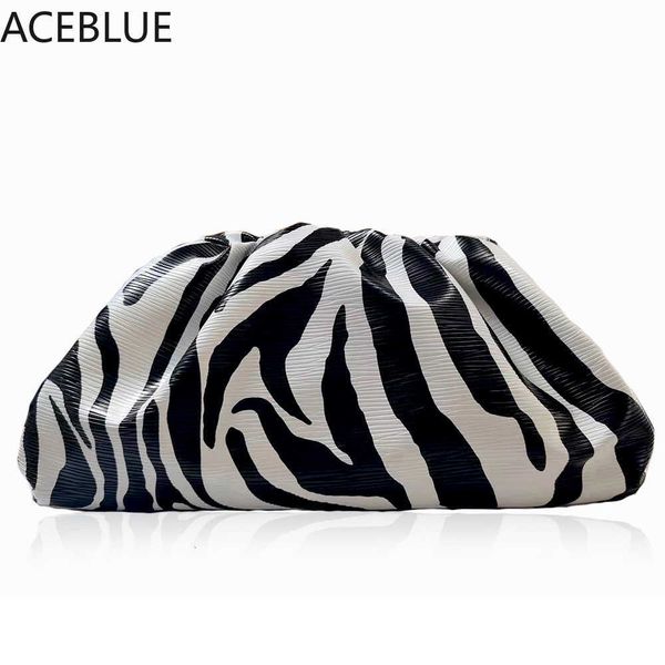 

designer bag aceblue 2022 bags fashion day clutch dumpling zebra holographic cloud clip purse bag women pleated pouch totes handbag