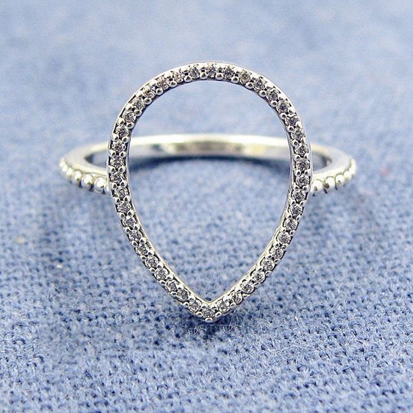 

925 sterling silver teardrop silhouette with clear stones ring fit pandora charm jewelry engagement wedding lovers fashion ring for women