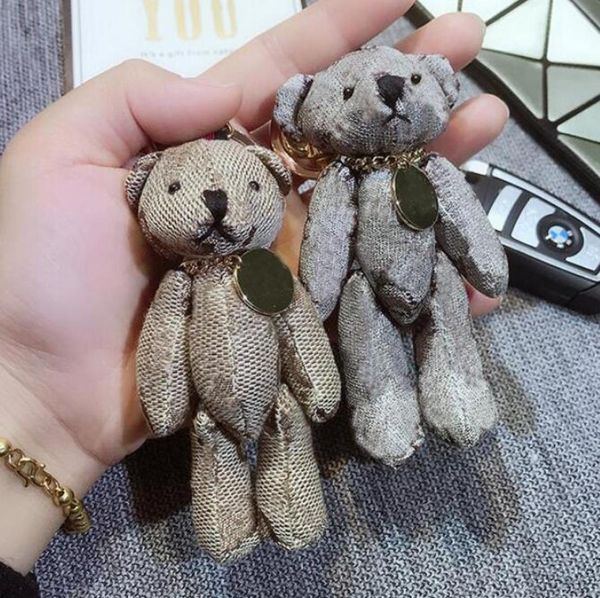 

creative cute cartoon bear key chain lovers letters car keychains handmade leather keyring men women couples bag pendant accessori3498850, Silver