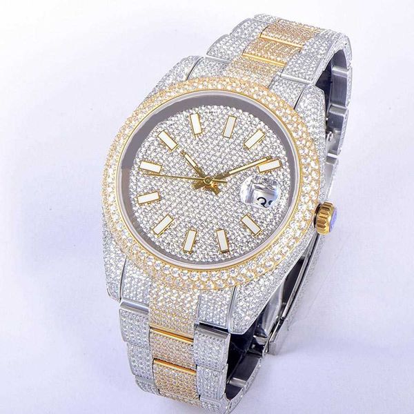 

2023wristwatches diamond mens watch automatic mechanical watch 41mm with diamond-studded steel women fashion busins wristwatch bracelet mo, Slivery;brown